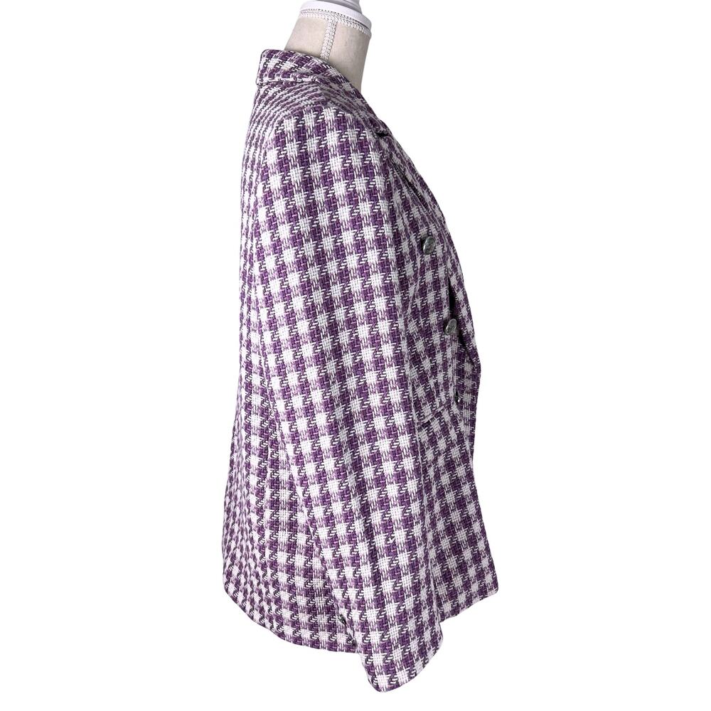 Ellen Tracy Mauve Houndstooth Tweed Blazer Jacket XL Preppy Old Money Coquette - Picture 7 of 11